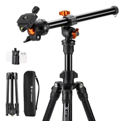 Imagen de K&amp;F Concept K234A0 Tripode Camara con Brazo Extensible, para Movil 163CM, Trípode Viaje Cámara, de Soporte Teléfono, Ligero en Aluminio Cabeza Esférica BH 28L