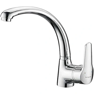Imagen de Ibergrif M14150 Grifo de Cocina con Caño Alto, Mezclador Monomando Fregadero, Plata