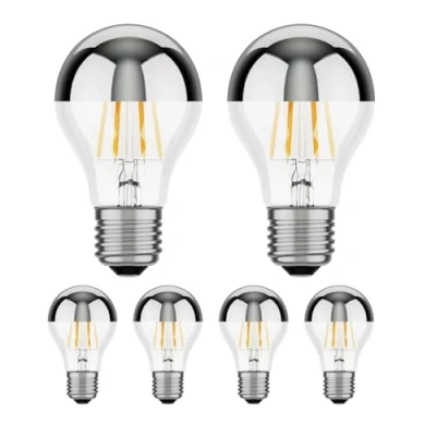 Imagen de ledscom.de 6 piezas bombilla LED E27, A60, blanco cálido (2700 K), W, 667lm, espejo de cabeza (plateado)