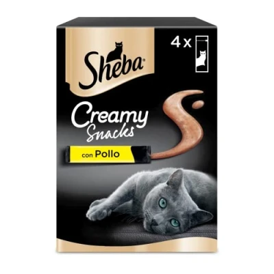 Imagen de Sheba Creamy Snacks Pollo, Cremosos para Gatos, 11 Paquetes de 4 Cada uno (Total 44 Aperitivos)