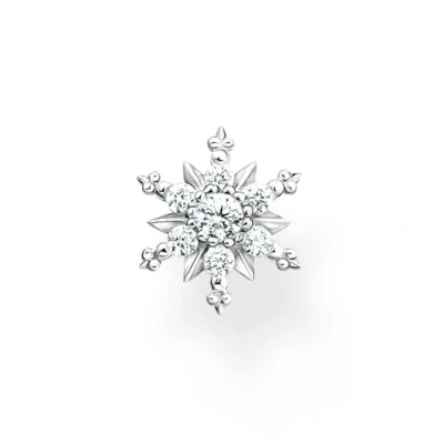 Imagen de THOMAS SABO Pendientes Individuales Copo de Nieve con Piedras Blancas Plata Ley 925 H2260 051 14, Plateado