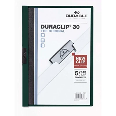 Imagen de Durable 220032 Carpeta Duraclip dossier pinza lateral (para 1 30 hojas A4), 25 piezas, verde/verde oscuro