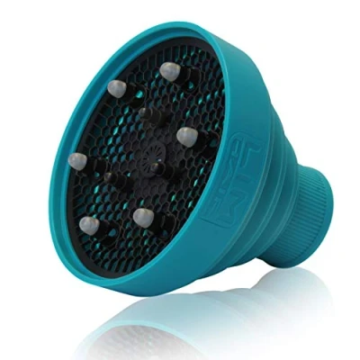 Imagen de Difusor Universal PLEGABLE LIM HAIR COLOR para secador de cabello PROFESIONAL. Adaptable a la mayoría secadores. Estructura silicona resistente. Aromaterapia. (TURQUESA)