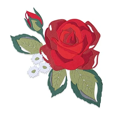 Imagen de Sizzix 664496 Thinlits Juego de Troqueles (14 Unidades), diseño Rosas Cutting Dies, Rosa en Capas, Talla única