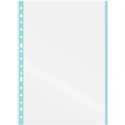 Imagen de Grafoplás Fundas Plastico para Folios 10 Unidades Cristal Borde Color Azul Pastel Polipropileno Extra Lomo Reforzado Perfecto Archivador Anillas