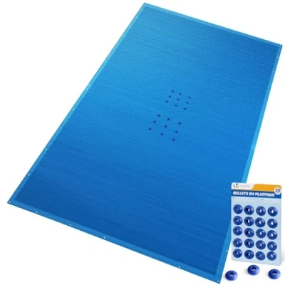 Imagen de VOUNOT® Lona para Piscina Rectangular 6 x 12 m, Cubierta Protectora PE de 160 g/m², Funda Piscinas Anti UV con Ojales Cada 100 cm, Azul Marino