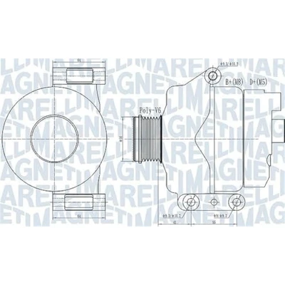 Imagen de MAGNETI MARELLI 063732132010 Alternador 14V 120A FIAT: Punto III Hatchback, Evo Grande CITROËN: Nemo Furgoneta