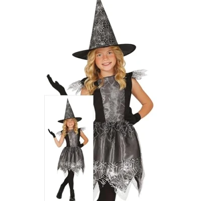 Imagen de FIESTAS GUIRCA Disfraz de Bruja Telaraña Plateada para Niña Incluye Vestido y Gorro Disfraces Halloween Niñas 3 a 4 Años