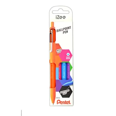 Imagen de Pentel BX470 4COL iZee Bolígrafo Boli Retráctil con Cuerpo Mate y Clip Metálico, de Uso muy Cómodo para Escritura Suave, Perfecto Colegios Oficinas