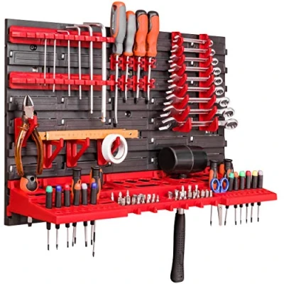 Imagen de estantería de Pared con Sistema Almacenamiento, 58 x 39 cm, Soporte para Herramientas,