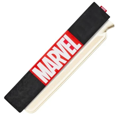 Imagen de Marvel Bolsa de Agua Caliente con Funda Franela Botella Caucho Larga, Capacidad 1,7 o 2 litros Regalos para Hombres (Negro Largo)