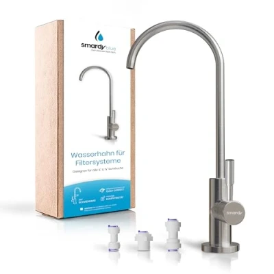 Imagen de smardy UNO201 Grifo de Cocina, Acero inoxidable, Giratorio 360 para Osmosis Inversa Agua Purificada (RO) 1/4&quot;(6,35mm)