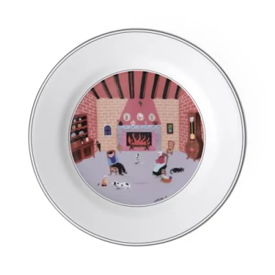 Imagen de Villeroy &amp; Boch Design Naif Plato de Desayuno Chimenea Diseño Clásico con Alegre decoración, Porcelana, Rojo, 21 cm