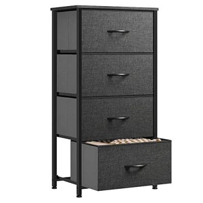 Imagen de YITAHOME Cajonera de Tela, Cómoda Unidad Almacenamiento con 4 cajones Extraíbles, para Sala Estar, Dormitorio, habitación Infantil, Negro y Gris