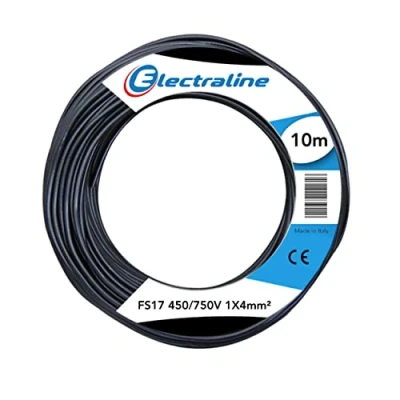 Imagen de Electraline 13211 Cable unipolar FS17, 10 m, sección 1 x 4 mm2, apto para cableado de cuadros eléctricos, circuitos eléctricos ascensores, montacargas
