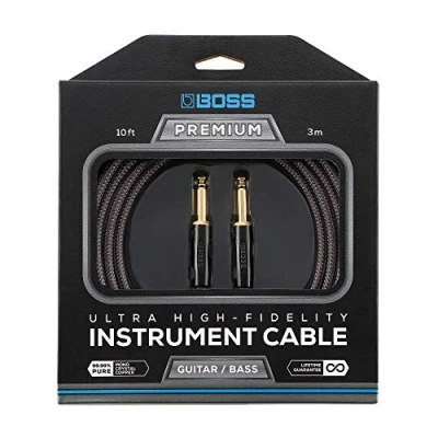 Imagen de Cable de instrumento fidelidad ultraalta BOSS BIC P10 3 metros Conectores 1/4&quot; chapados en oro 24 qte recto a Para guitarra y bajo, con un sonido superior