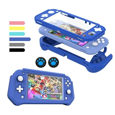 Imagen de FIWWAT Funda Protectora para Nintendo Switch Lite, Lite con TPU Desmontable + Pantalla de PC Integrada 4 Tapas Agarre Pulgar, Protección Total Azul