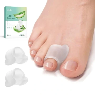 Imagen de Welnove Separador de dedos para superpuestos Espaciadores juanetes Extracto aloe vera Alivio mujeres y hombres (mediano, 8 unidades)