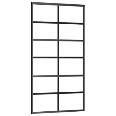 Imagen de vidaXL Puerta Corredera Entrada Corrediza Deslizante Cuarto de Baño Hogar Sala Estar Salón Habitación ESG Vidrio y Aluminio 102x205 cm Negra