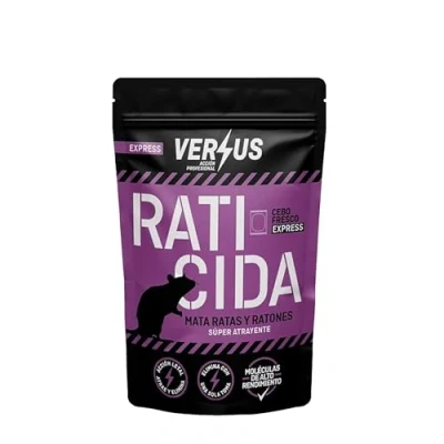 Imagen de VERSUS Raticida Potente Cebo Fresco Acción Letal y Resultado Exprés Especial Infestaciones Fuertes Atrae de Forma Irresistible, Elimina Ratas Ratones Eficaz en una sola Toma 150 g
