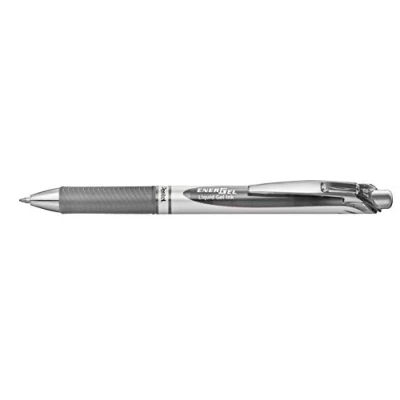 Imagen de Pentel Bolígrafo Energel retráctil con mecanismo de presión y punta bola, retractable 0,7 mm que ofrece una línea mediana 0,35 mm, Color gris.