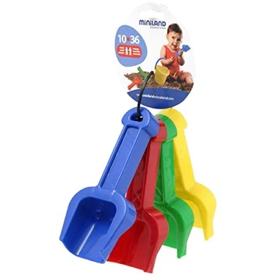 Imagen de Miniland bebe Set de 4 palas arena para bebé, colores básicos (29015) , color/modelo surtido