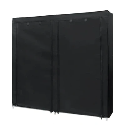 Imagen de INTIRILIFE Armario Plegable 120x30x110 cm en RABEN Schwarz con Cremallera ropero Zapatero Aparador 12 Compartimentos Camping Perchero Textil