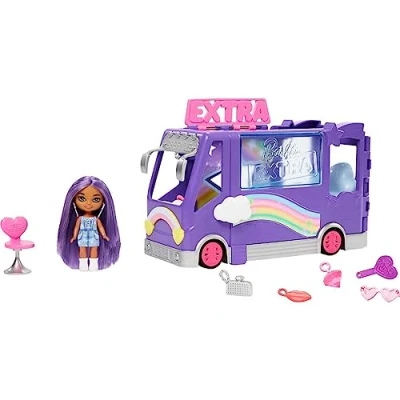 Imagen de Barbie Extra Mini Minis Tour Bus Autobús de Juguete con muñeca pequeña y Accesorios, Regalo +3 años (Mattel HKF84)