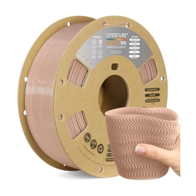 Imagen de OVERTURE TPU High Speed Filamento 1.75mm, Alta Velocidad Flexible 95A Suave para Impresoras 3D Filamento, 1kg Carrete de Cartón, Precisión +/ 0.02 mm (HS Rosa Pastel)