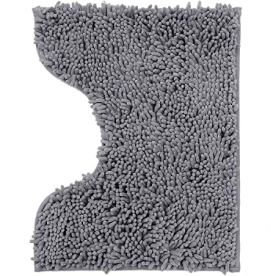 Imagen de Poligono Alfombra baño de Microfibra, Alfombrilla WC Forma U 70 x 120 cm, Suave, Antideslizante,Gris Oscuro