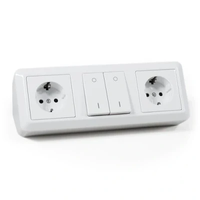 Imagen de MC Power Bloque de enchufes con interruptor, 2 enchufes, 1 250 V 16 A, construcción, color blanco pulido
