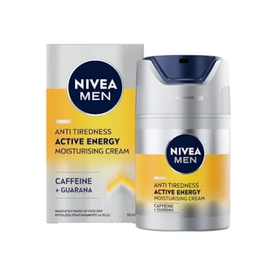 Imagen de NIVEA MEN Active Energy crema Facial hidratante Anticansancio (1 x 50 ml), para hombres con cafeína y guaraná, reducir los signos del cansancio