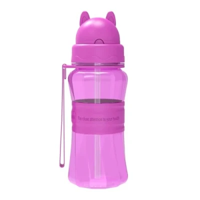 Imagen de Sigdio Botella de agua para niños y niñas, con pajita libre BPA, ideal el hogar, la escuela actividades al aire (Púrpura)