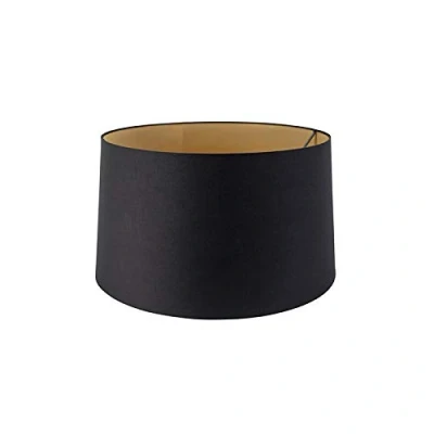 Imagen de QAZQA Moderno Pantalla algodón negro/oro 45/50/28, lámpara colgante,Pantalla de pie