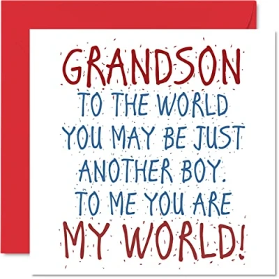 Imagen de Bonitas tarjetas de cumpleaños para nieto You Are My World Tarjeta feliz abuelo, regalos cumpleaños, 145 mm x mm, felicitación regalo niños