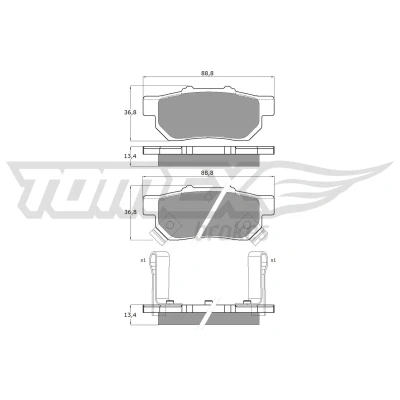 Imagen de TOMEX brakes TX 10 99 Juego de pastillas freno Eje trasero con avisador acústico desgaste HONDA: CIVIC 6 Fastback, Coupe, Jazz 2