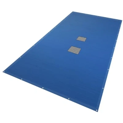 Imagen de VOUNOT Lona para Piscina Rectangular 9 x 4 m, Cubierta Protectora PE de 160 g/m² con Red Central Drenaje, Funda Piscinas Anti UV Ojales Cada 100 cm, Azul Gris