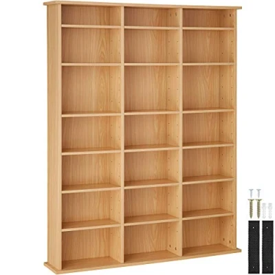 Imagen de TecTake Estantería para CDs, Mueble DVDs, Torre de pared, Librería (haya)