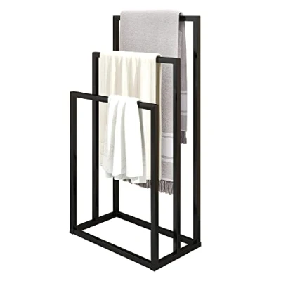 Imagen de VERFARM toallero de pie, con 3 barras toallas, toallero, accesorio baño, color negro