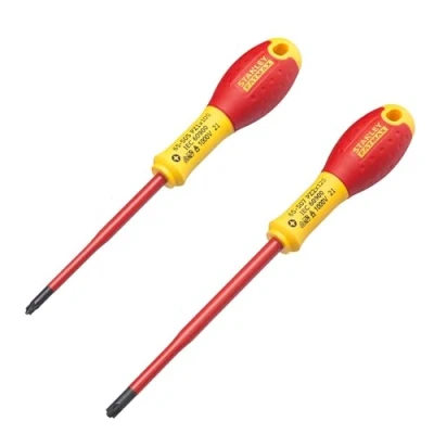 Imagen de STANLEY Juego de 2 Destornilladores Aislados Borneo, Pozidriv PZ1x100mm y PZ2x125mm, Mango Bimaterial Ergonómico, 1000V, Calidad Industrial, FMHT0 62649