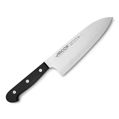 Imagen de Arcos Cuchillo Deba Acero Inoxidable. japonés afilado para pescado, carne y verduras. Mango ergonómico polioximetileno Hoja 170 mm. Serie Universal. Color negro.