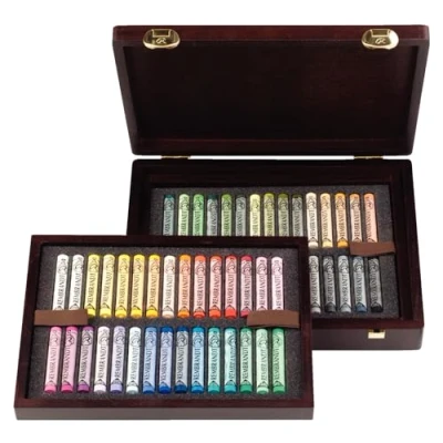 Imagen de Estuche profesional de pasteles suaves Rembrandt en caja madera lujo Selección General Deluxe 60 enteros