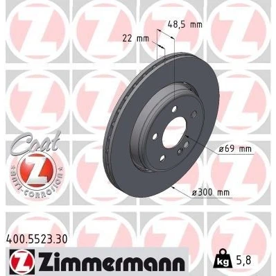 Imagen de ZIMMERMANN 400.5523.30 disco de freno 300 22 6/5 5 112 ventilado, dos piezas revestido altamente carbonizado