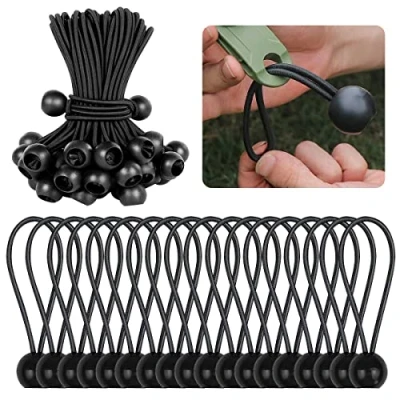 Imagen de 50 Piezas Tensores Elásticos,Tensor Bola Tensores,Tensor de Goma,Tensor Elastico,Cuerda Elástica para Lonas,Pabellones,Tiendas Campaña,Camping
