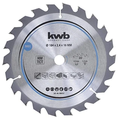 Imagen de kwb 586157 Hoja de sierra circular para madera y dura, Cleancut mediana, 184 x 16 mm