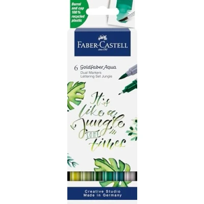 Imagen de Faber Castell 164517 Goldfaber Aqua Dual Marker tinta chinas. Pack 6 Jungle.