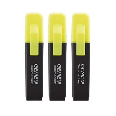 Imagen de Marcador de texto Genie con punta cuña, amarillo neón 3er Pack