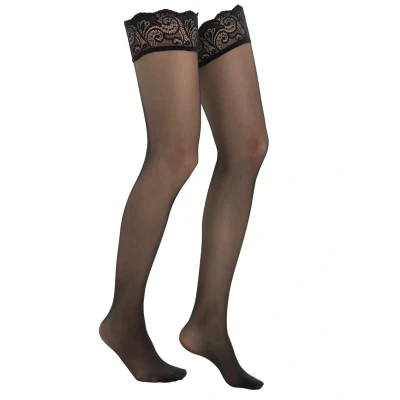 Imagen de Falke MATT Deluxe 20 Denier STAY UPS Transparent Calcetines por encima de la rodilla, Mujer, Talla: 40 42, Black
