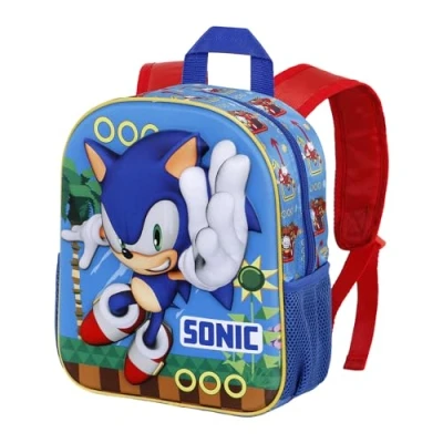 Imagen de Sonic The Hedgehog Sega Faster Mochila 3D Pequeña, Azul, 26 x 31 cm, Capacidad 8.5 L