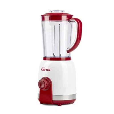 Imagen de Girmi FR27 Batidora de vaso, 350W, 2 velocidades, Pulse, Capacidad del vaso 1 Litro, 6 cuchillas Acero Inoxidable, Blanco/Rojo